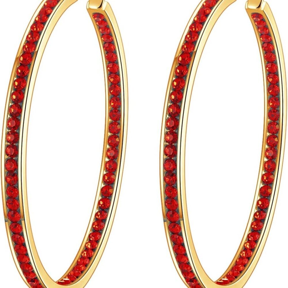 Mult-colors Crystal Stainless Steel Hoop Earring for Women Hypoallergenic Jewelr